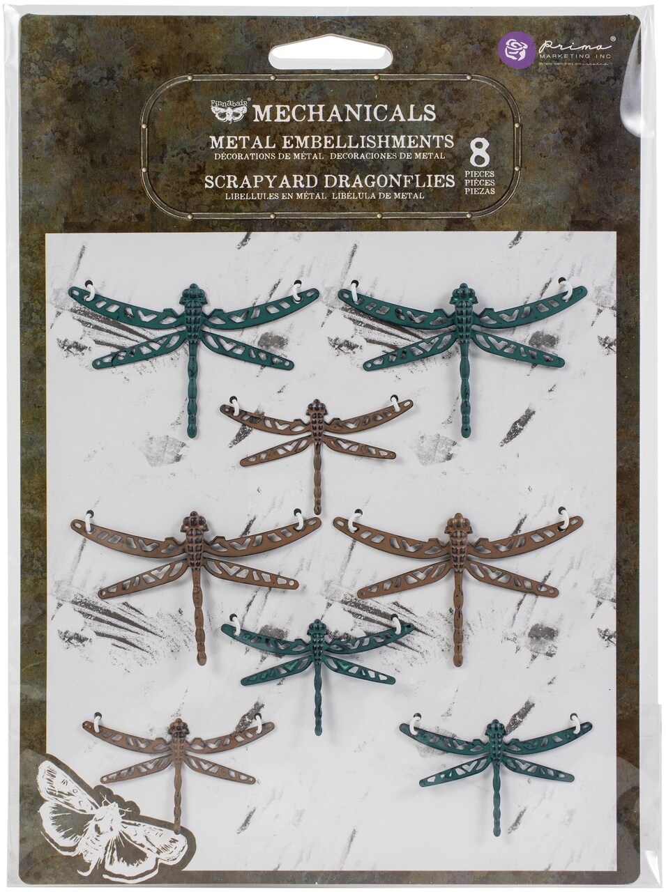 Finnabair Mechanicals Metal Embellishments-Scrapyard Dragonflies, 8/Pkg